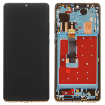Дисплей (экран) для Huawei P30 Pro + touchscreen, черный, OLED, оригинал (Китай) с передней панелью оранжевого цвета, Amber Sunrise 