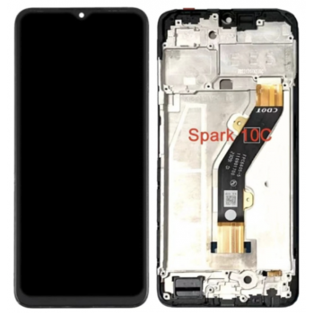 Дисплей (екран) для Tecno Spark 10C KI5k, чорний, оригінал PRC, з передньою панеллю