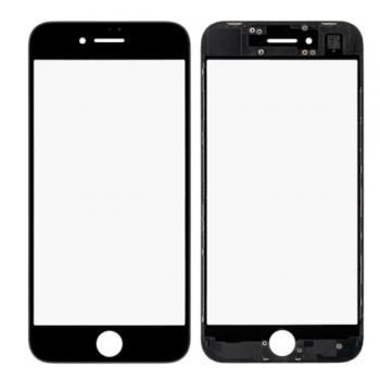 Стекло дисплея для iPhone 8, черное, с рамкой, с OCA-пленкой