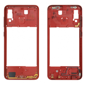 Средняя рамка корпуса Samsung A405F Galaxy A40 2019, красная 