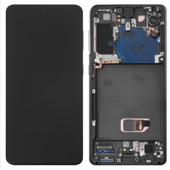 Дисплей (екран) для Samsung G991 Galaxy S21 5G чорний, TFT, з рамкою сірого кольору, Phantom Gray