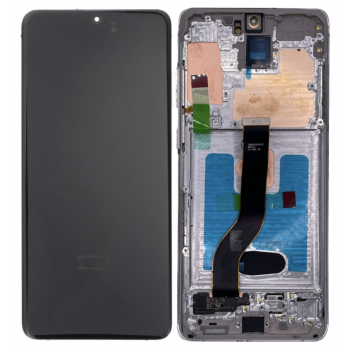Дисплей (екран) для Samsung G985 Galaxy S20+ /G986 чорний, OLED, з рамкою білого кольору, Cloud White