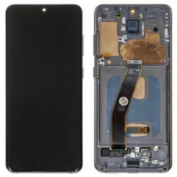 Дисплей (экран) для Samsung G980F Galaxy S20 + тачскрин, черный, с передней панелью, Cosmic Grey, оригинал, переклеено стекло 
