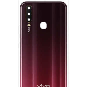 Задня кришка для Vivo Y15 червона, Burgundy Red + скло камери
