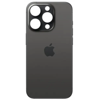 Задня кришка iPhone 15 Pro, чорна, Black Titanium, з великими отворами під вікна камер, оригінал PRC