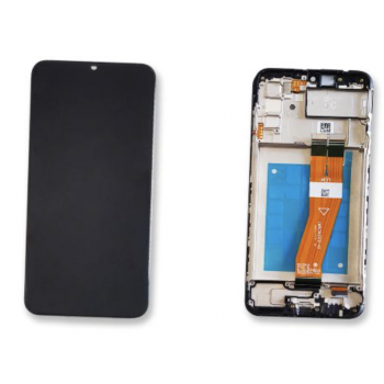 Дисплей (экран) для Samsung A025G Galaxy A02s/A025U/M025 + тачскрин, черный, 163 x 72.5 mm, желтый шлейф , с передней панелью 