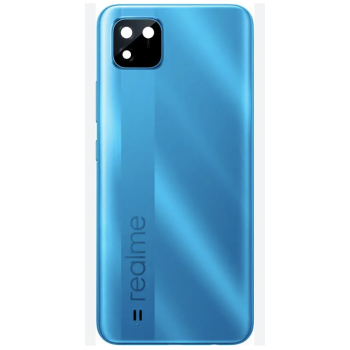 Задняя крышка для Realme C11 2021, синяя, Cool Blue, оригинал (Китай) + стекло камеры 