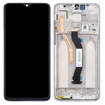 Дисплей (экран) для Xiaomi Redmi Note 8 Pro, Dual Sim + тачскрин, черный, оригинал (Китай) с передней панелью серебристого цвета 
