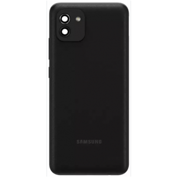 Задня кришка для Samsung A035 Galaxy A03 чорна, оригінал PRC + скло камери