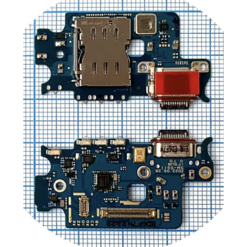 Шлейф для Samsung S911B Galaxy S23, с разъемом зарядки, с разъемом Sim-карты, с микрофоном, плата зарядки, с микросхемой, оригинал (Китай) 