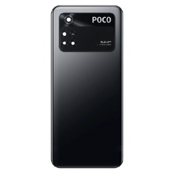 Задня кришка для Xiaomi Poco M4 Pro 4G чорна, Power Black, оригінал PRC + скло камери