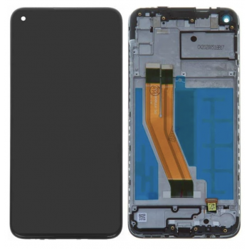 Дисплей (экран) для Samsung A115U Galaxy A11, версия USA 159,5 мм + тачскрин, черный, оригинал (Китай) с передней панелью