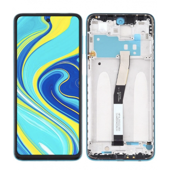 Дисплей (экран) для Xiaomi Redmi Note 9S/Note 9 Pro/Note 9 Pro Max + тачскрин, черный, оригинал (Китай) с передней панелью голубого цвета, Aurora Blue
