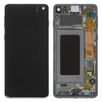 Дисплей (екран) для Samsung G973 Galaxy S10, чорний, Amoled, оригінал PRC переклеєне скло, з передньою панеллю зеленого кольору, Prism Green