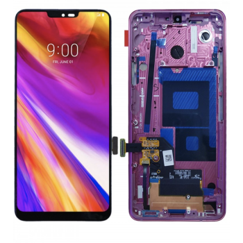 Дисплей (экран) для LG G710 G7 ThinQ/G7 Plus + тачскрин, черный, с передней панелью розового цвета, Raspberry Rose, оригинал (Китай)