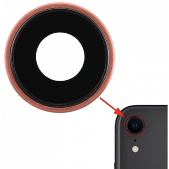 Стекло камеры для iPhone XR, коралловое + кольцо