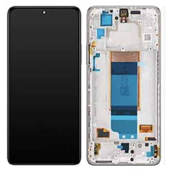 Дисплей (екран) для Xiaomi Poco F4, чорний, OLED, з передньою панеллю сріблястого кольору, Moonlight Silver