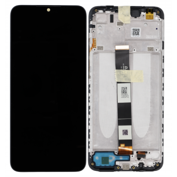 Дисплей (экран) для Xiaomi Redmi 9A/9C + тачскрин, черный, с передней панелью, оригинал