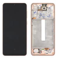Дисплей (екран) для Samsung A336 Galaxy A33 5G чорний, OLED (Small LCD), з рамкою золотистого кольору, Peach