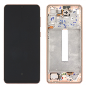Дисплей (екран) для Samsung A336 Galaxy A33 5G чорний, OLED (Small LCD), з рамкою золотистого кольору, Peach
