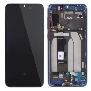 Дисплей (экран) для Xiaomi Mi 9 SE + тачскрин, черный, OLED, копия хорошего качества, с передней панелью синего цвета 