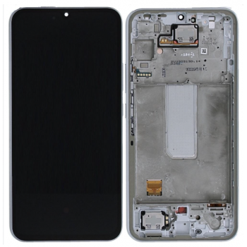 Дисплей (екран) для Samsung A346 Galaxy A34 чорний, OLED (Small LCD), з рамкою сріблястого кольору, Silver