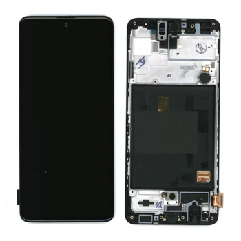 Дисплей (екран) для Samsung A515F Galaxy A51 + тачскрин, черный, TFT, , с передней панелью, без функции отпечатка пальца 