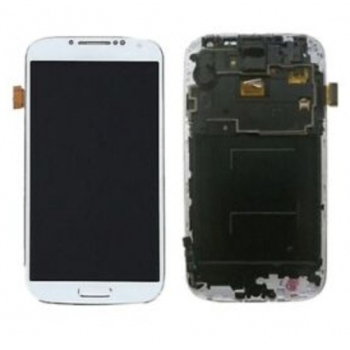 Дисплей (экран) для Samsung i9500 Galaxy S4 + тачскрин, белый, White Frost, с передней панелью, TFT, копия